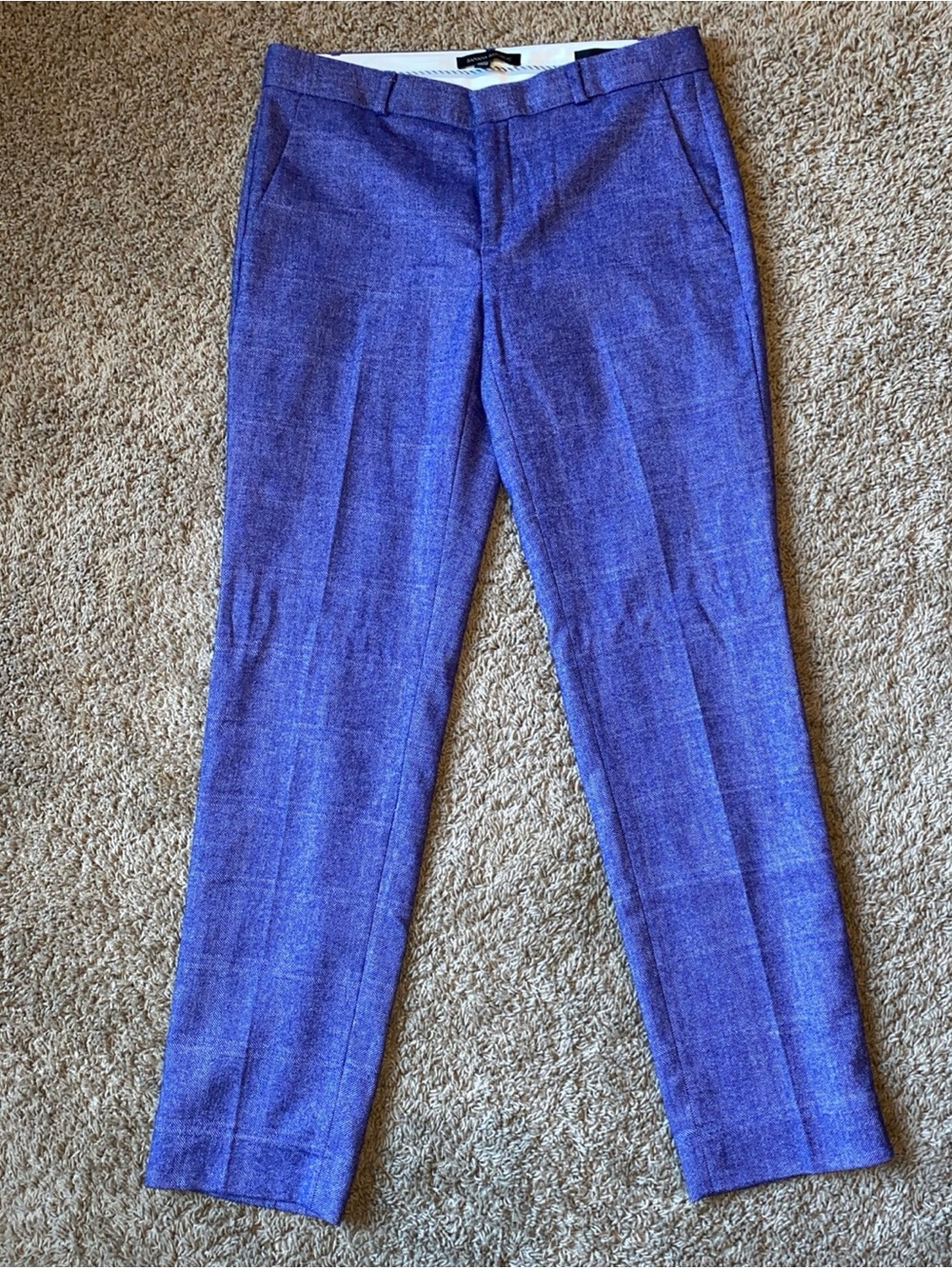 Banana Republic Women's Avery Ankle Pants Purple Wool Blend Tweed Sz 4L Academia